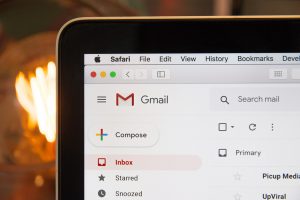 Zoomed in laptop with gmail
