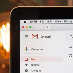 Zoomed in laptop with gmail